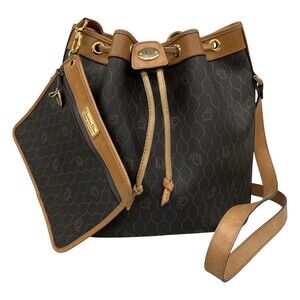 Christian Dior shoulder bag leather honeycomb pouch Black